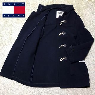 トミージーンズ(TOMMY JEANS)の【ロング丈】トミージーンズ　ロゴ入りロングダッフルコート　ネイビー　B146(ダッフルコート)