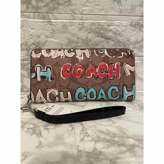 コーチ(COACH)のCOACH長財布ミント＆サーフコラボ　シグネチャー　ブラウン(長財布)