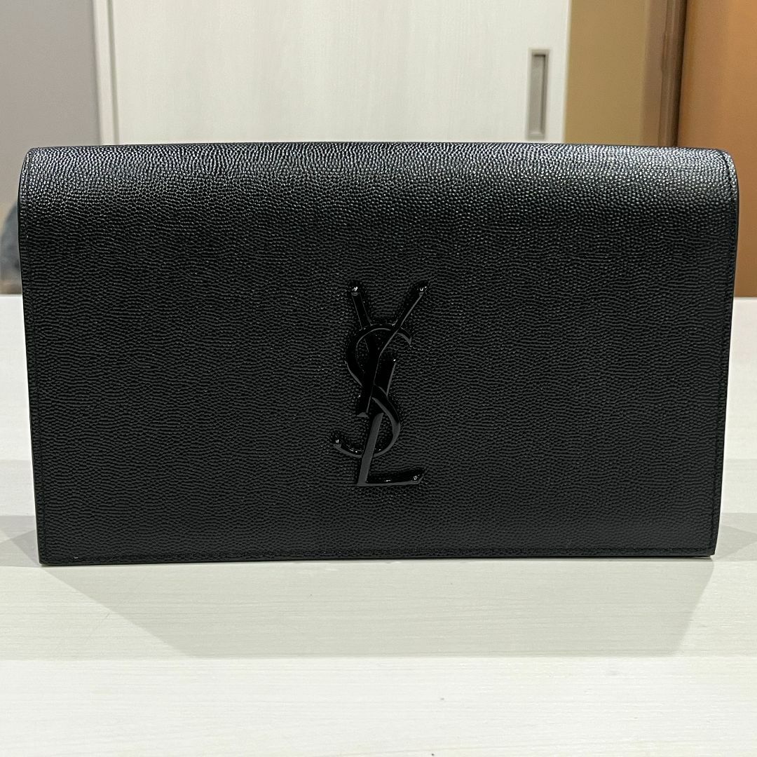 日本流通自主管理協会加盟店SAINT LAURENT サンローラン クラッチバッグ 黒 レザー ロゴ