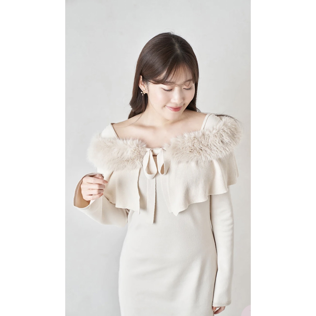 41バストRitz Faux Fur Mini Dress  サイズM ecru