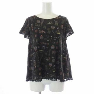 フランシュリッペ(franche lippee)のフランシュリッペ Tシャツ カットソー 半袖 レース フリル M 黒(Tシャツ(半袖/袖なし))