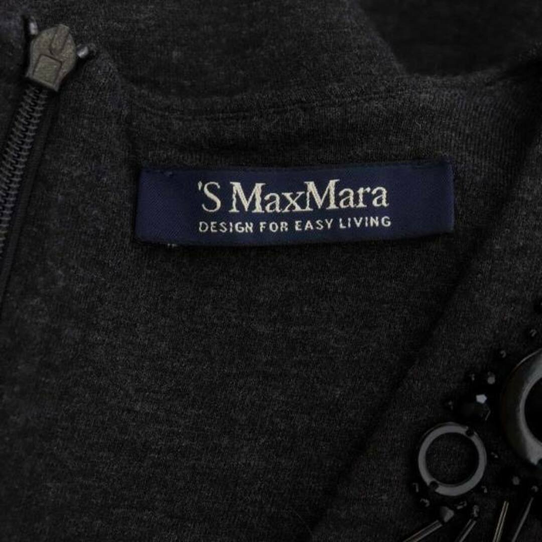 Max Mara(マックスマーラ)のマックスマーラ ワンピース ひざ丈 Vネック ノースリーブ ビーズ装飾 グレー レディースのワンピース(ひざ丈ワンピース)の商品写真