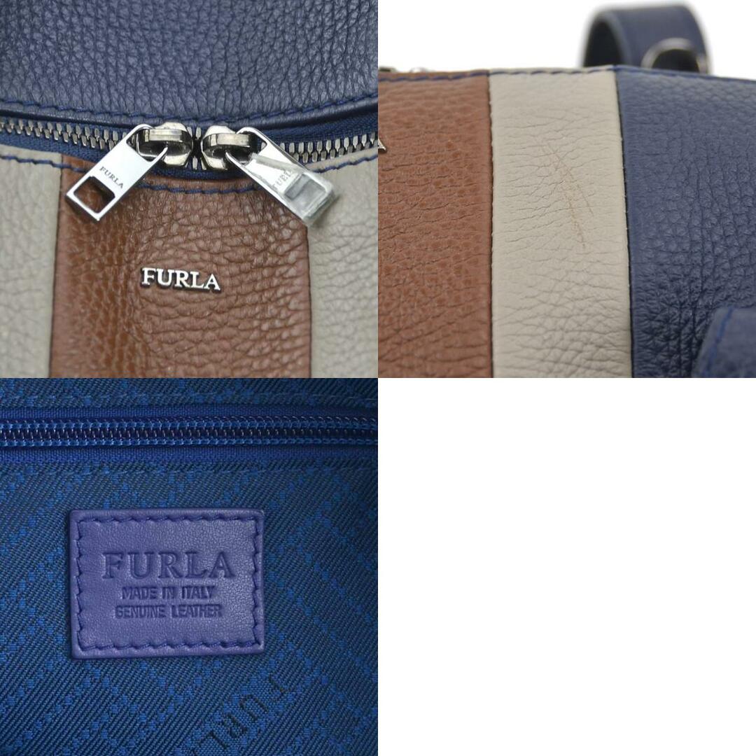 Furla(フルラ)のフルラ Furla ハンドバッグ トートバッグ レザー ネイビー×ブラウン×グレー メンズ 送料無料【中古】 a0134 レディースのバッグ(ハンドバッグ)の商品写真