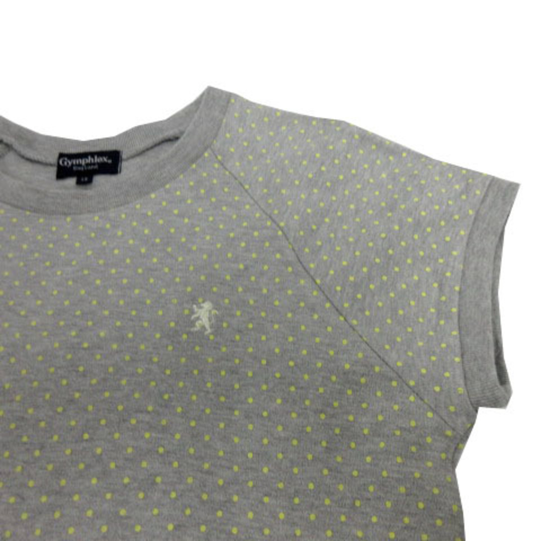 GYMPHLEX(ジムフレックス)のGymphlex Ｔシャツ ロゴ刺繍 半袖 コットン ドット グレー 黄 12 レディースのトップス(Tシャツ(半袖/袖なし))の商品写真