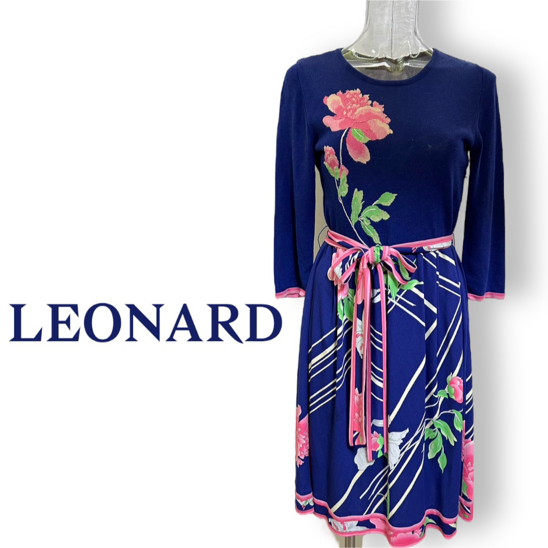 LEONARD - レオナール　絹混 ワンピース　サイズ36・Ｓ〜　LEONARD