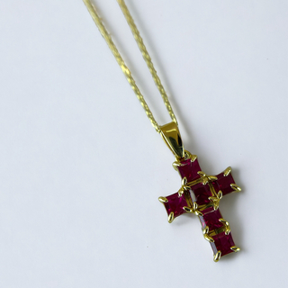 k18 クロス　ネックレス　necklace cross top ルビー(ネックレス)