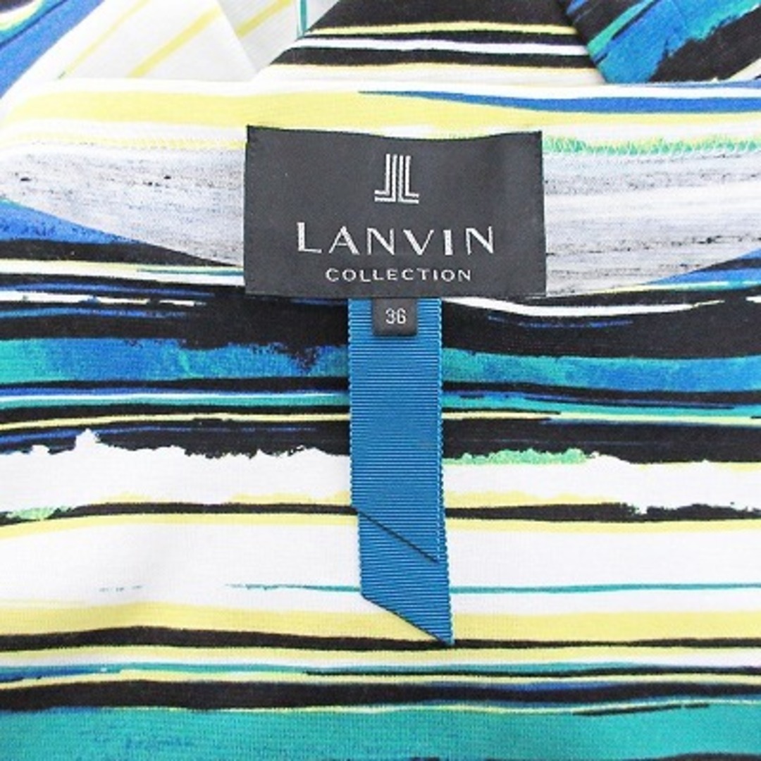 LANVIN(ランバン)のランバン 近年モデル ワンピース 半袖 膝丈 マルチボーダー マルチカラー 36 レディースのワンピース(ひざ丈ワンピース)の商品写真