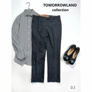 トゥモローランド(TOMORROWLAND)のトゥモローランド コレクション ストライプ クロップドパンツ(カジュアルパンツ)