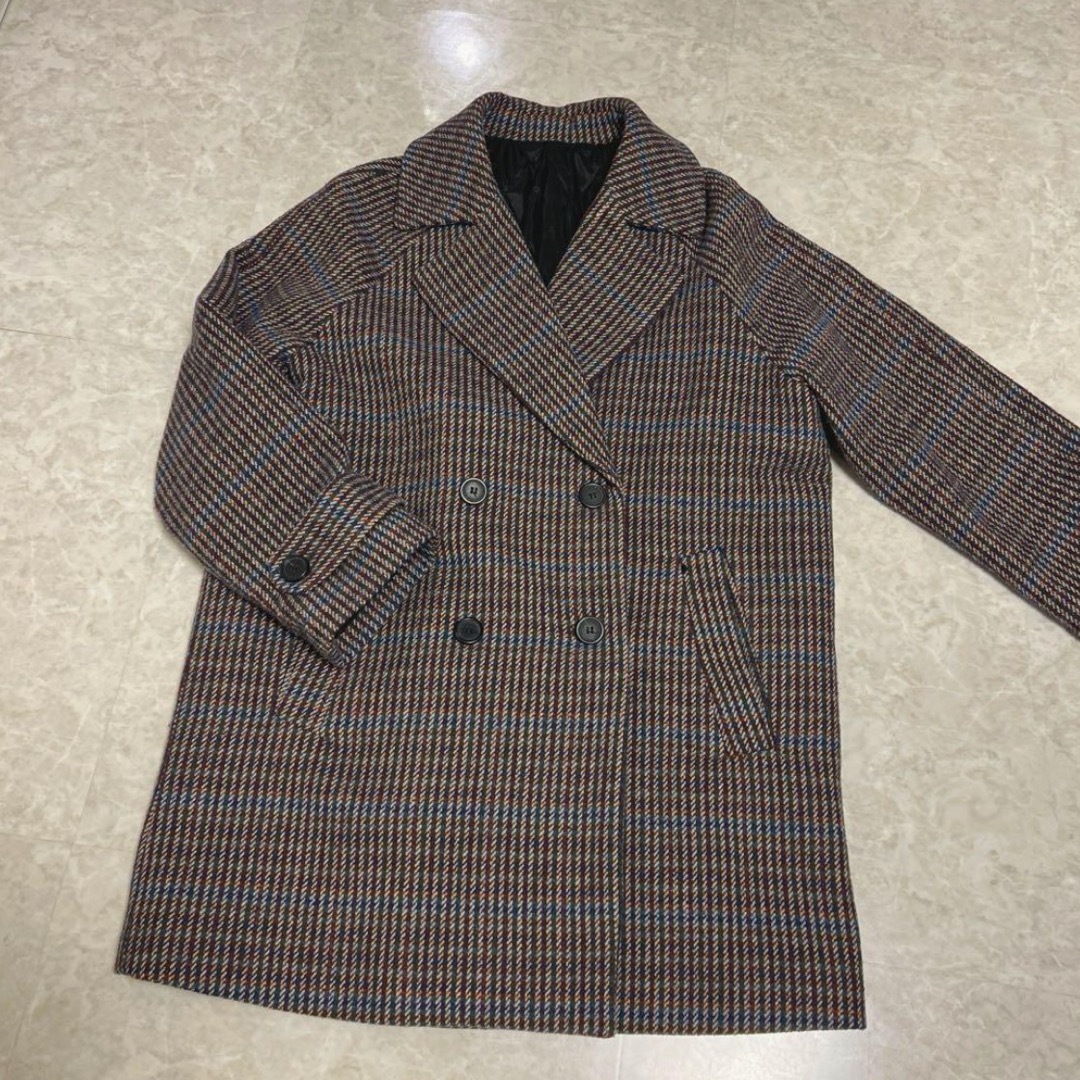 dholic(ディーホリック)の中綿チェックダブルコート レディースのジャケット/アウター(テーラードジャケット)の商品写真