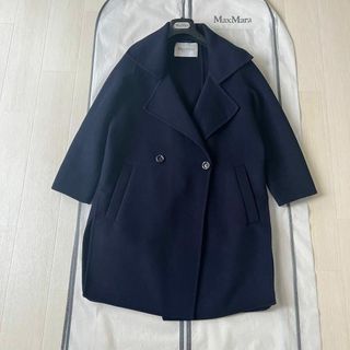 マックスマーラ(Max Mara)の美品✨最高級白タグ マックスマーラ ダブルフェイス コート 軽量◎ネイビー(ロングコート)