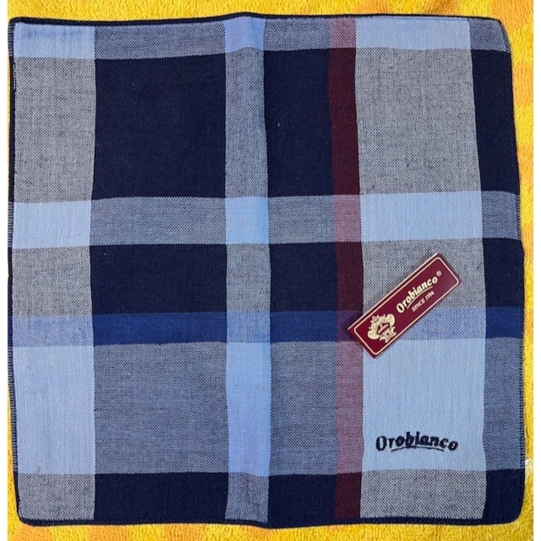 Orobianco(オロビアンコ)のオロビアンコ 　タオルハンカチ　ブルーチェック メンズのファッション小物(ハンカチ/ポケットチーフ)の商品写真
