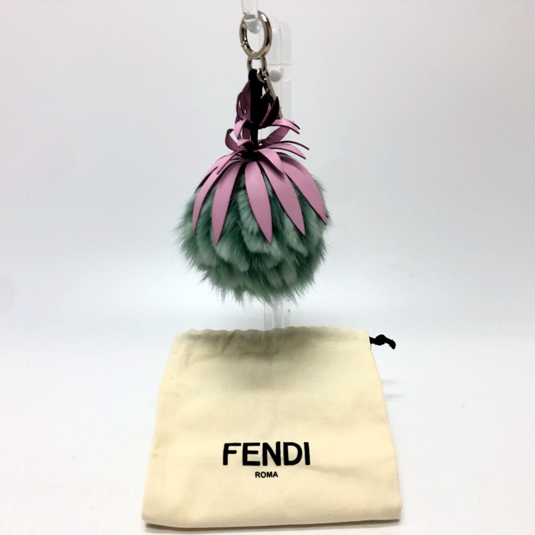 フェンディ FENDI ボンボンチャーム 7AR577 フルーツ パイナップル キーホルダー バッグチャーム ファー グリーン