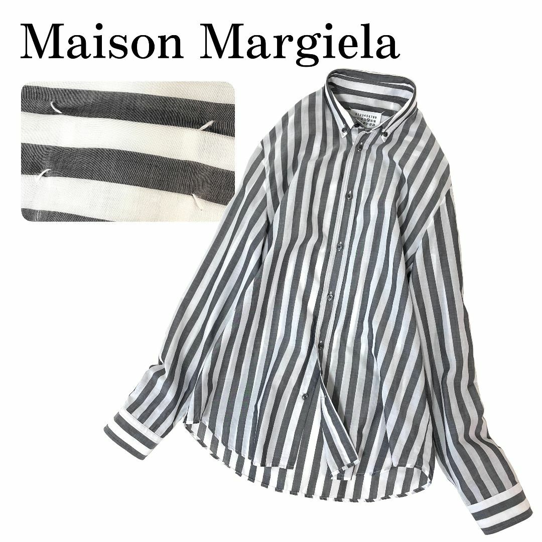 shiori【Maison Margiela】メンズ 長袖シャツ ストライプ柄 綿100%