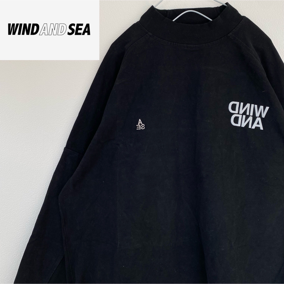 トップスwind and sea ウィンダンシー ロゴ刺繍 オーバーサイズ モックネック