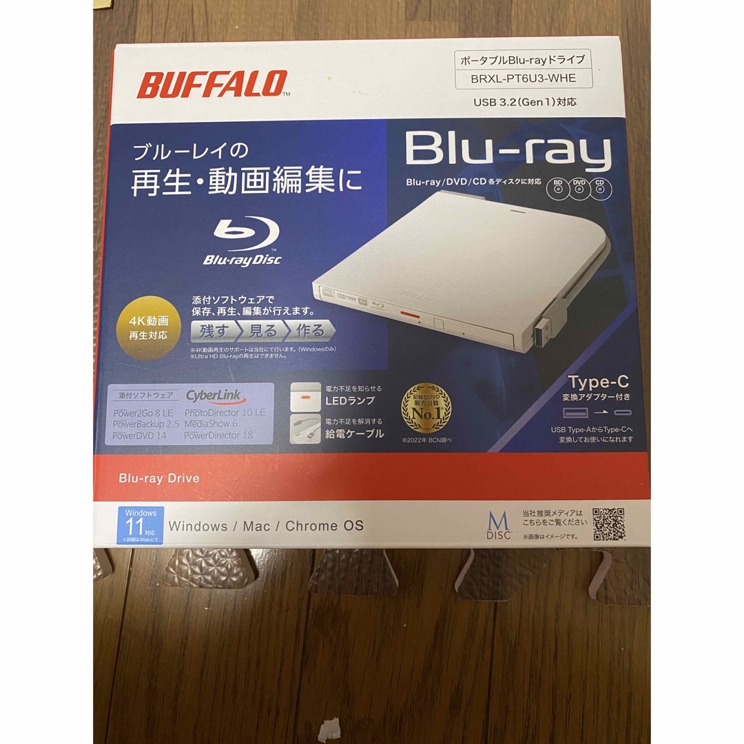 BUFFALO ポータブBlu-rayドライブ BRXL-PT6U3 未開封新品-