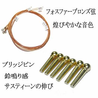 フォスファーブロンズ　アコギ弦　真鍮　ブリッジピン　金色　アコースティックギター(弦)