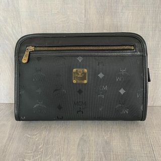 MCM - MCM 総柄 レザー クラッチ バッグ ブラック