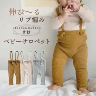 ベビー　サロペット　コットン　キッズ　ブルー　80cm パンツ　韓国　ベビー服(パンツ)