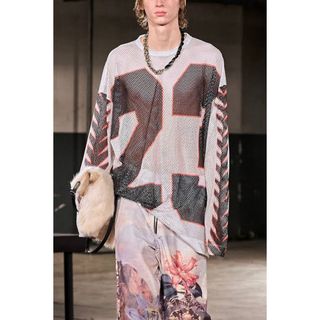 ドリスヴァンノッテン(DRIES VAN NOTEN)のDRIES VAN NOTEN メッシュ　トップス　2023AW 今季　23ロゴ(Tシャツ/カットソー(七分/長袖))