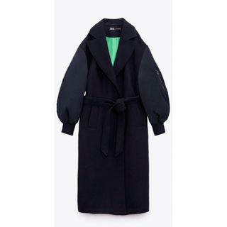 美品 完売品 ZARA マッチングボンバーコート ネイビー グリーン 緑 ...