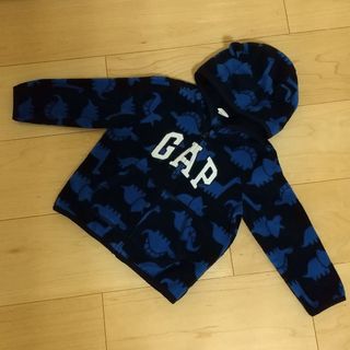 ベビーギャップ(babyGAP)のbaby GAP☆クマ耳付 恐竜柄 フリースパーカー(カーディガン)