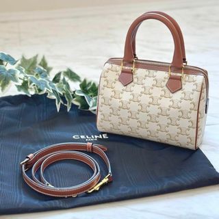 セリーヌ(celine)のCELINE セリーヌ スモール ボストン トリオンフキャンバス＆カーフスキン(ハンドバッグ)