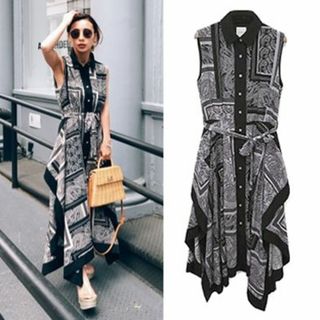 アメリヴィンテージ(Ameri VINTAGE)のAMERI SCARF LIKE SHIRT DRESS 正規品(ロングワンピース/マキシワンピース)