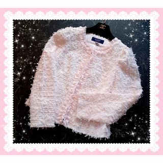 エムズグレイシー(M'S GRACY)のエムズグレイシー♡ファンシーツイード♡フリル♡華やか 上品 ジャケット 姫ピンク(ノーカラージャケット)