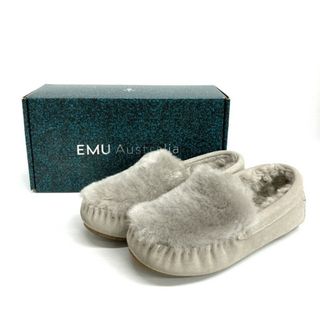 エミュー(EMU)の★EMU エミュー ムートン ファー シューズ スリッポン グレー size24cm(ローファー/革靴)