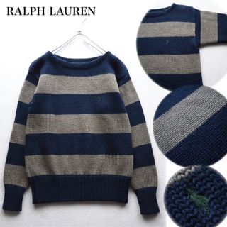 ラルフローレン(Ralph Lauren)のRALPHLAUREN 80s ポニー刺繍 ボートネック ボーダーニット ウール(ニット/セーター)