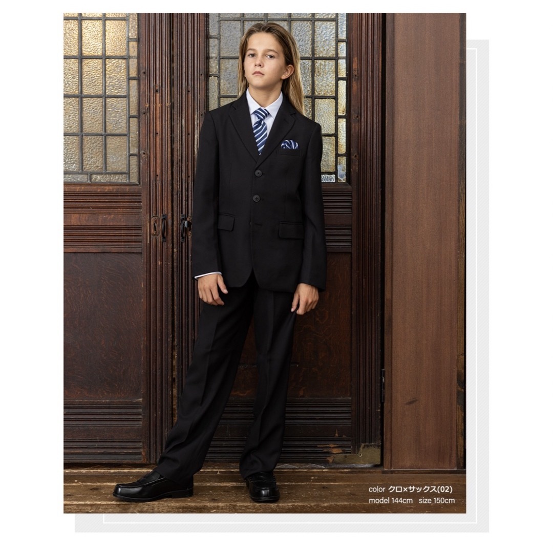 男児キッズ卒業式 スーツブラック/一式セット150 キッズ/ベビー/マタニティのキッズ服男の子用(90cm~)(ドレス/フォーマル)の商品写真