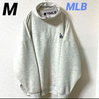 メジャーリーグベースボール(MLB)の【新品】MLB ドジャース　 ハーフジップ　スウェット　刺繍ロゴ　M(トレーナー/スウェット)