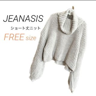 ジーナシス(JEANASIS)の【モテニット】JEANASIS ジーナシス一枚で可愛いショート丈ニット グレー(ニット/セーター)