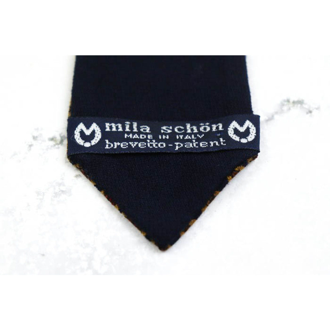 mila schon(ミラショーン)のミラショーン ブランドネクタイ リバーシブル 幾何学模様 無地 ウール イタリア製 メンズ ネイビー mila schon メンズのファッション小物(ネクタイ)の商品写真