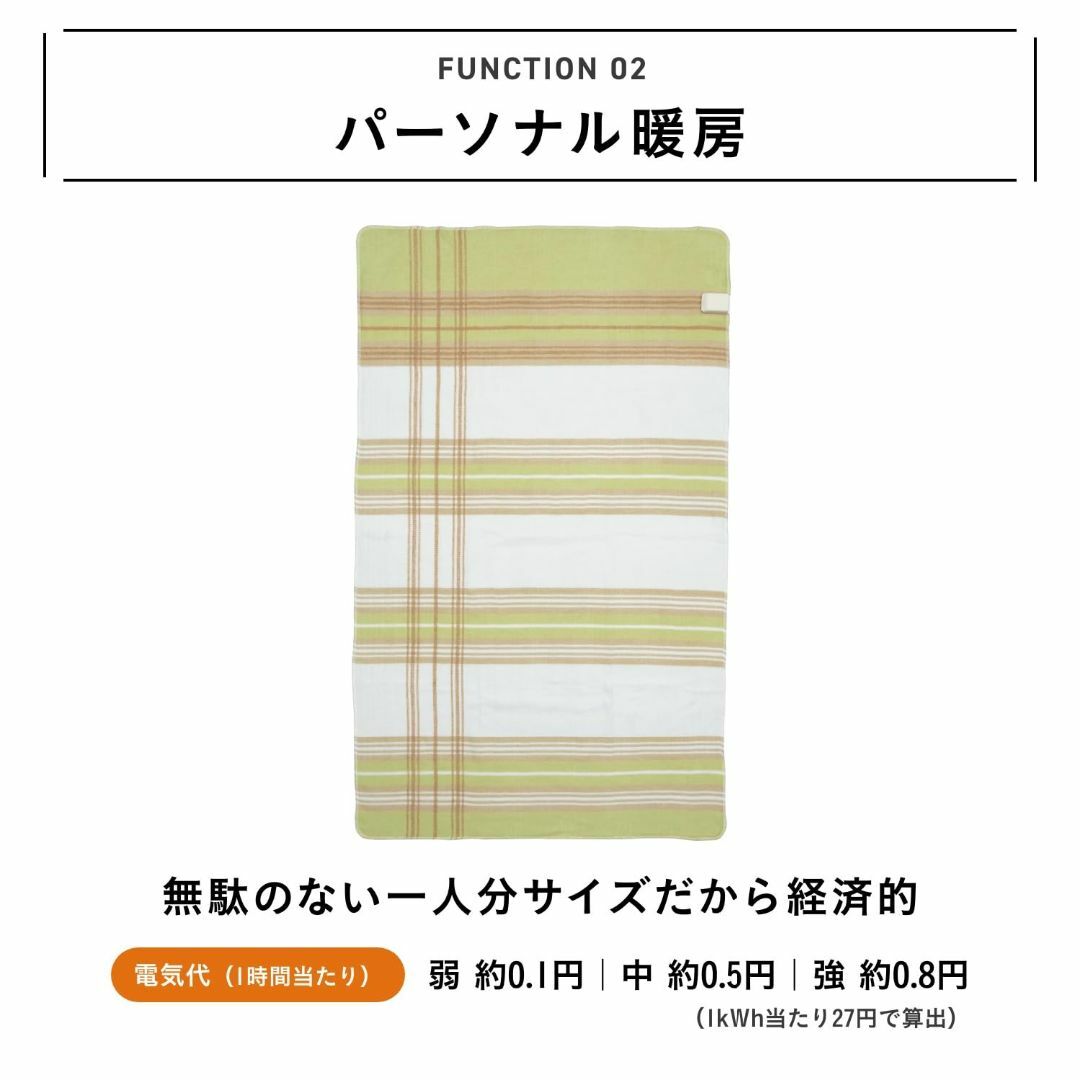 椙山紡織 電気ひざ掛け 毛布 日本製 140×80cm 洗える 大きい 省エネ  スマホ/家電/カメラの冷暖房/空調(その他)の商品写真