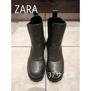 ザラ(ZARA)のZARA　サイドゴアブーツ　37サイズ　カーキ(ブーツ)