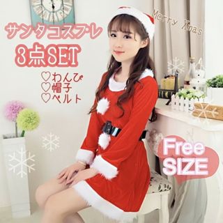 サンタコスプレ Aライン ワンピース クリスマス パーティー 衣装 新品未使用(ミニワンピース)