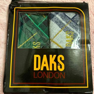 ダックス(DAKS)のDAKS ハンドタオル　２枚　チェック柄　緑&青(ハンカチ/ポケットチーフ)