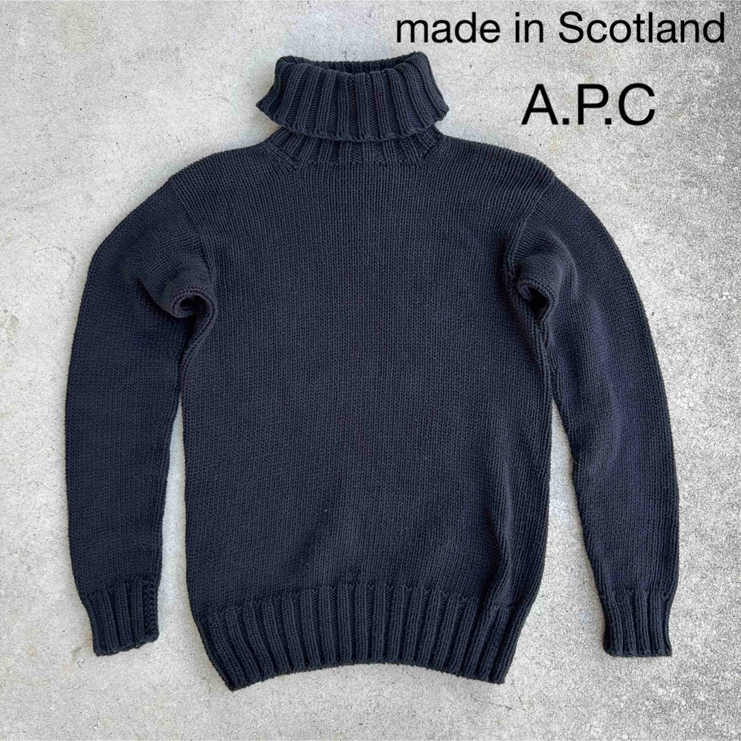 トップス90s スコットランド製 A.P.C. タートルネック ニット 綿