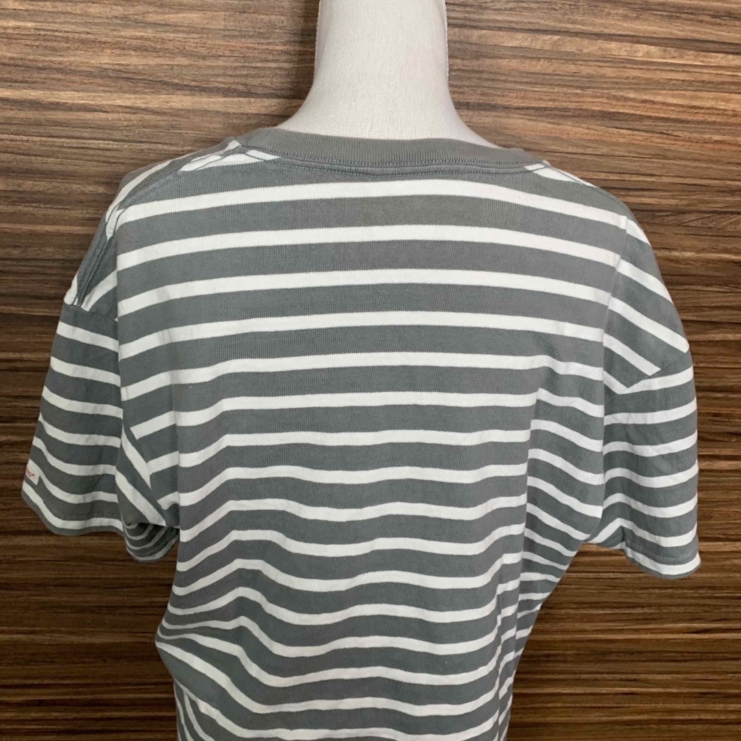 MACOBER マコバ Tシャツ Mサイズ 灰色 グレー ボーダー 半袖 メンズのトップス(Tシャツ/カットソー(半袖/袖なし))の商品写真