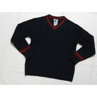 マッキントッシュ(MACKINTOSH)のマッキントッシュ　高級ウールV字ケーブルニットセーター　L 　39,600円　紺(ニット/セーター)