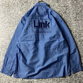 【90sオールド】バックプリント　ビンテージL/Sワークシャツ　企業ロゴ(シャツ)