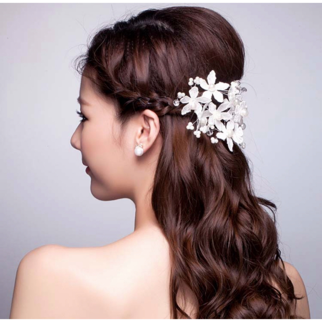 ブライダルアクセサリー ヘッドドレス  ヘアアクセサリー 結婚式 花 ジュエリー レディースのフォーマル/ドレス(その他)の商品写真