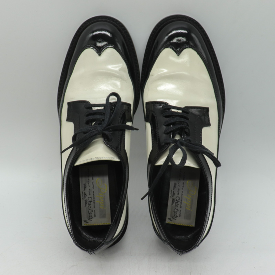 Pippi(ピッピ)のピッピ ドレスシューズ レースアップ 靴 シューズ 日本製 黒 白 レディース 38サイズ ブラック Pippi レディースの靴/シューズ(ローファー/革靴)の商品写真