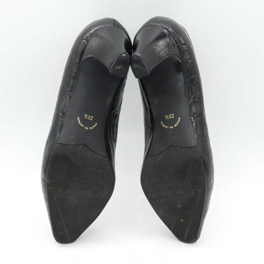 トラサルディ パンプス ブランド 靴 シューズ 日本製 黒 レディース 23.5cmサイズ ブラック TRUSSARDI
