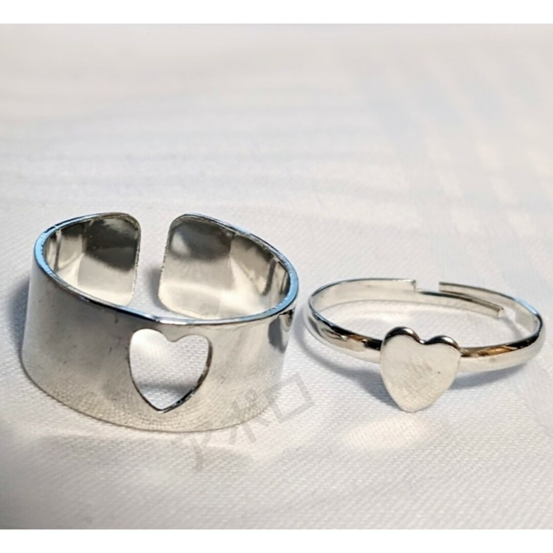 シルバー　ハート　カップルリング　パンクスタイルリング メンズのアクセサリー(リング(指輪))の商品写真