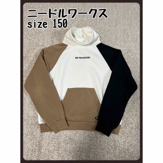 ニードルワークスーン(NEEDLE WORK SOON)のニードルワークス　裏起毛　ハイネック　トレーナー　トップス　キッズ　長袖　白　茶(Tシャツ/カットソー)