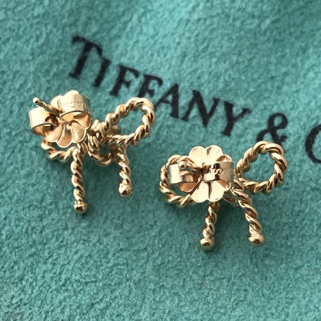 TIFFANY K18YGツイストリボン ピアス　美品