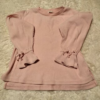 ジーユー(GU)のＧＵ ピンク　カットソー　リボン　フリル袖　１２０(Tシャツ/カットソー)