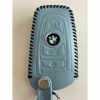 BMW Fシリーズ X3 X4 牛革 ジャストフィット キーケース Pブルー色2(車内アクセサリ)